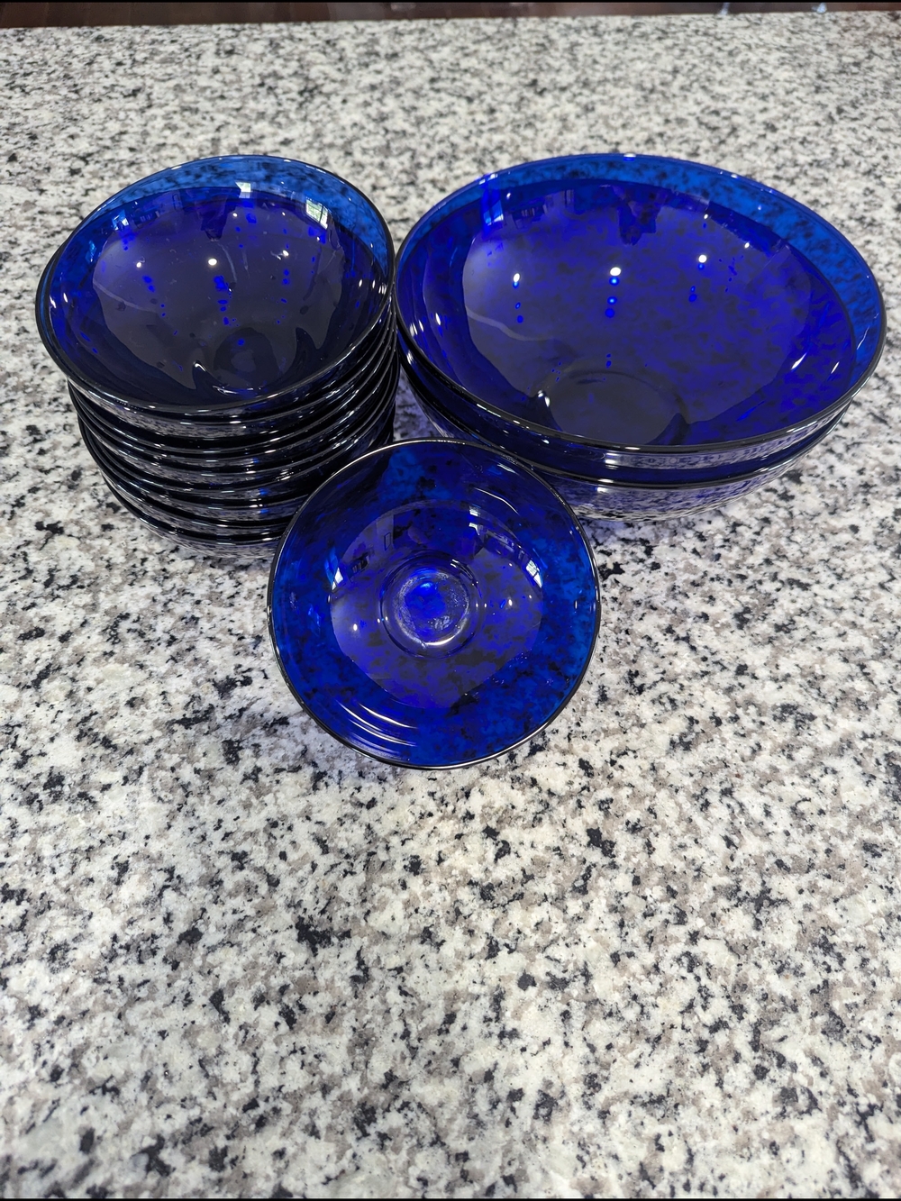 Cobalt Blue Glass Bowl Set - 12 Pieces